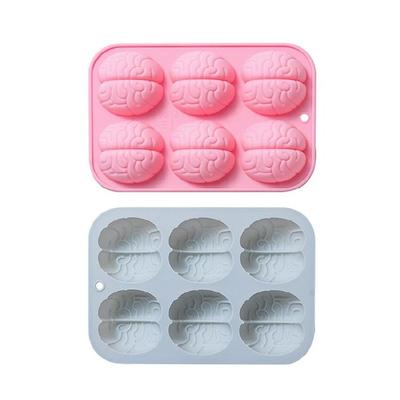 6 Cavity Brain-Shaped Silicone Mold Fondant Cake Border Moulds Chocolate Mould