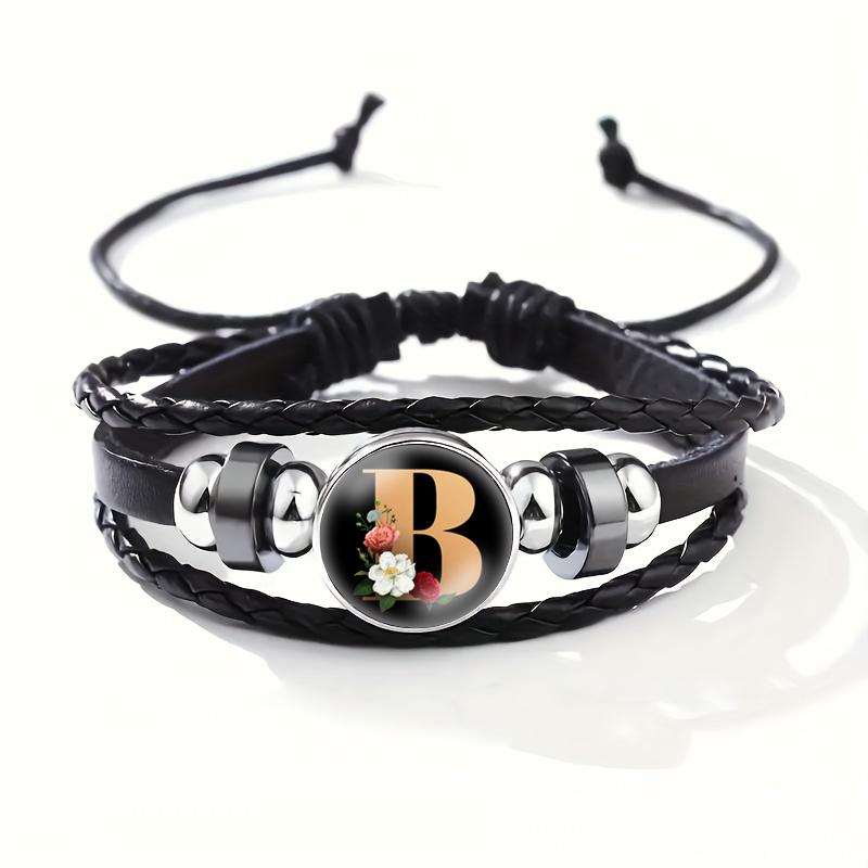 26 Letters A-Z Handmade Leather Bracelet Woven Multi-layer Punk Id Name Friendship Couple Bracelet