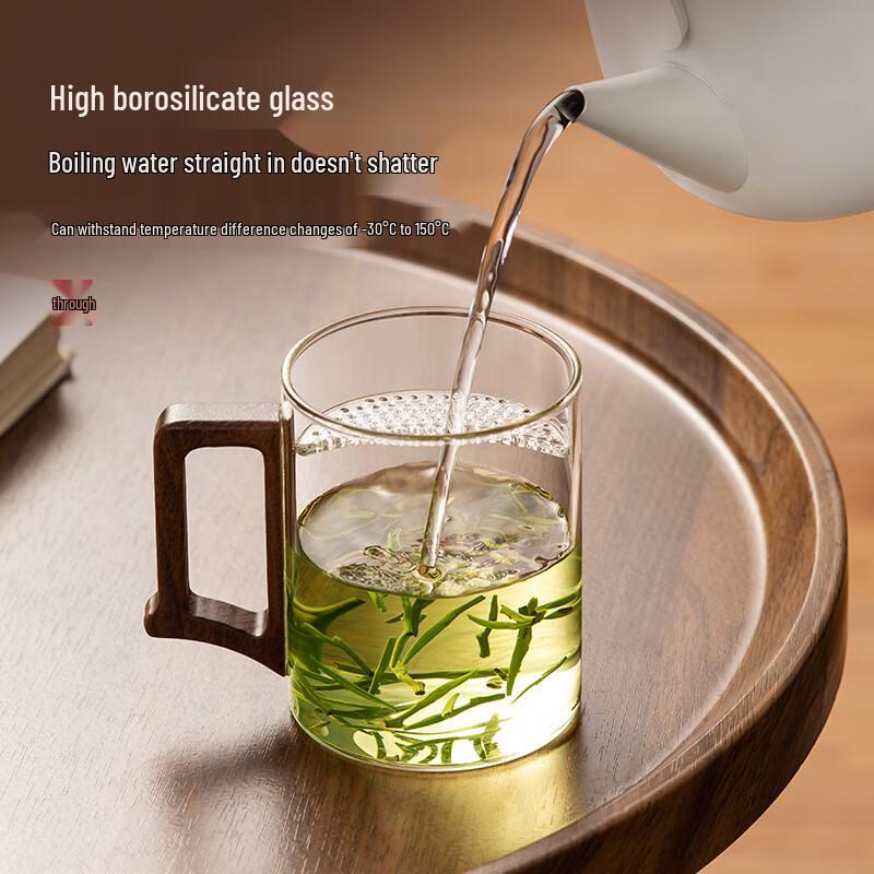 TEAHUE High Borosilicate Glass Tea Cup with Crescent Filter