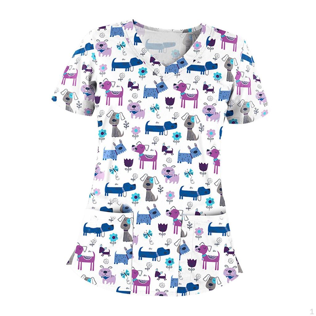 Surgical Shirt for Pet Groomers, Easy to Clean, Elegant, Professional, Short Sleeve, Nurse Work
