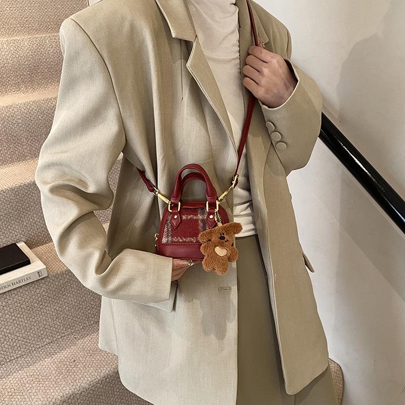 Children's Korean Color Block Mini Crossbody Bag with Earphone and Coin Pouch 2025 Winter Collection