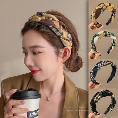 Scarf Headband Check Twisted Hairband