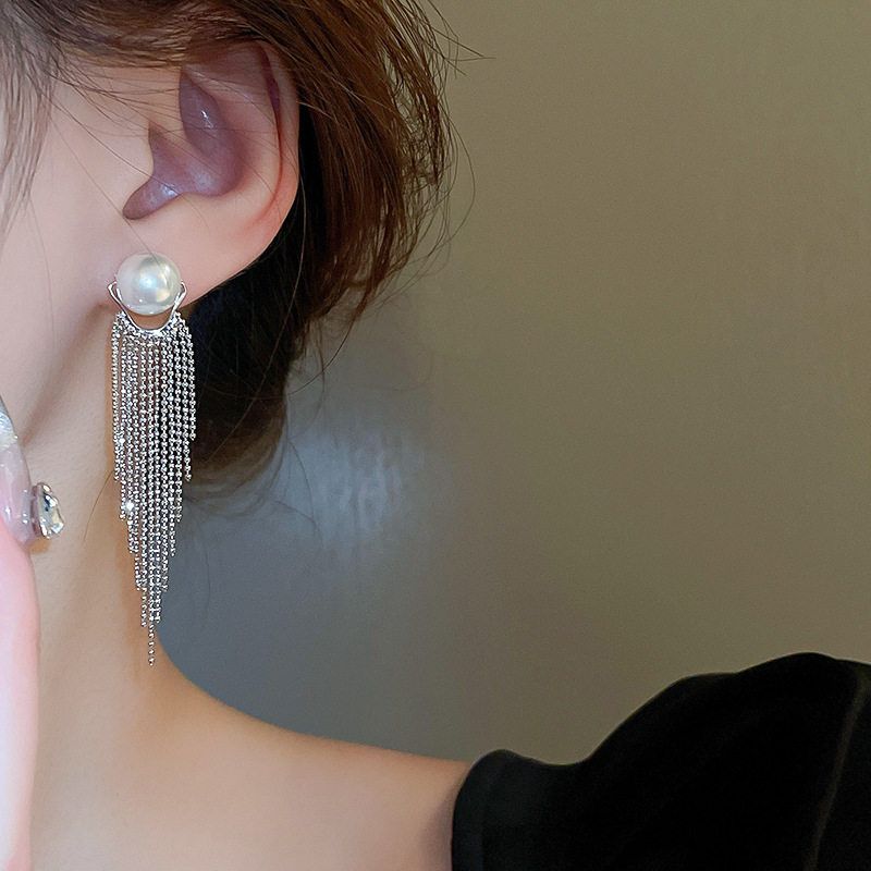 Pearl Tassel Ear Clip Non-Pierced Niche Design Eardrops New Arrival Best Selling Fancy Fashion Unique Earrings for Women