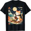 Cat Eating Sushi Japanese Anime Manga Kawaii Cat Ukiyo-e Art T-Shirt