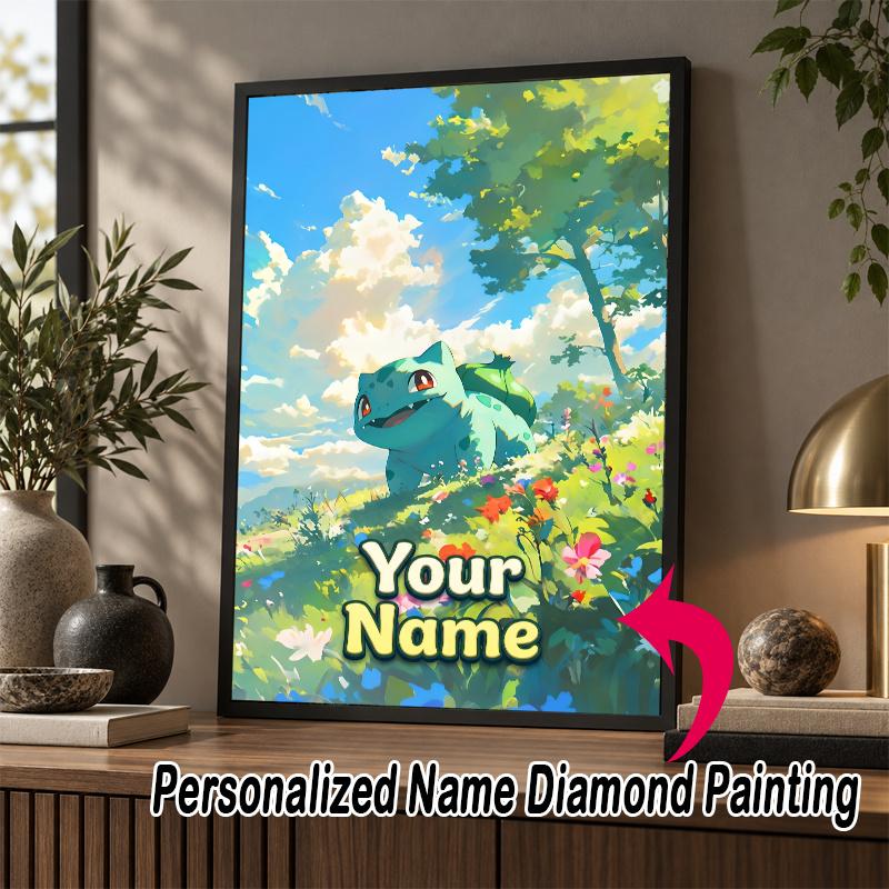 Personalized Bulbasaur Diamond Art Custom Name 5D Diamond Painting Full Drill DIY Craft