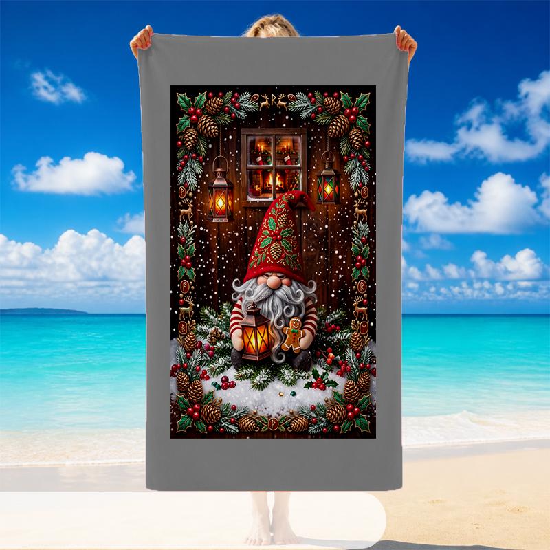 Christmas Printed Beach Towel Soft Quick Dry For Indoor Outdoor Home Use Holiday Gift