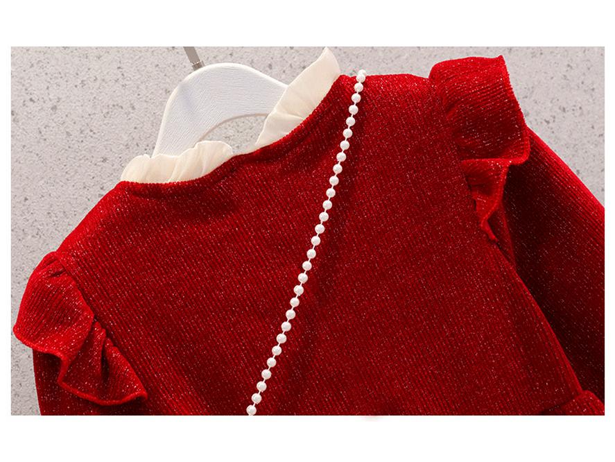 Girls' Red Princess Dress for Autumn/Winter - Christmas & Chinese New Year
