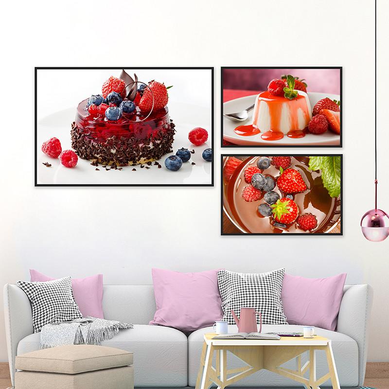 Strawberry Ice Cream Themed Decorative Painting Picture Cakery Decor Restaurant Dessert Shop Decoration Canvas Printing