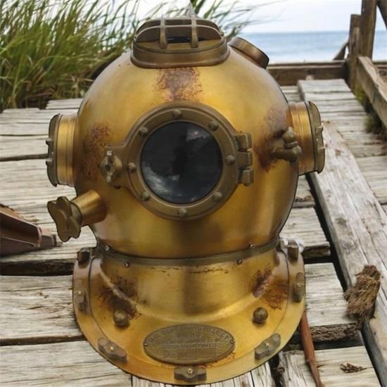 

Полноразмерный 45,72 см Морской Морской Подводный Скуба ВМС США Mark V Водолазный Шлем Цельная Сталь