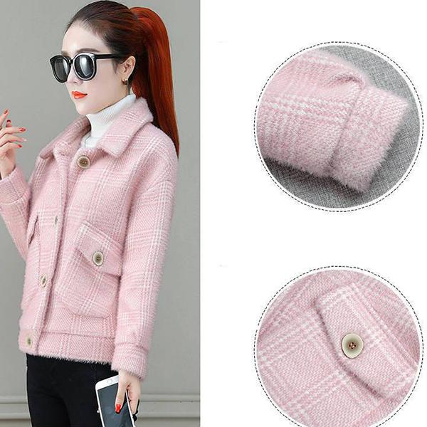 Verdickte Nerzimitatmäntel für Damen im koreanischen Stil, große, warme Jacken für Herbst und Winter, dicke Kurzmäntel