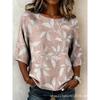Xiyin's New Summer T-shirt Women's D-printed Retro Round Neck Loose Seven-quarter Sleeve T-shirt Top