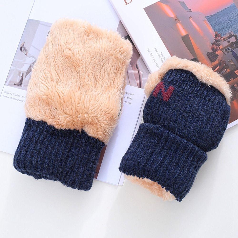 Woolen Cloth Flip Cover Gloves Thickened Mittens Gloves Fashion Winter Gloves  Outdoor Sports