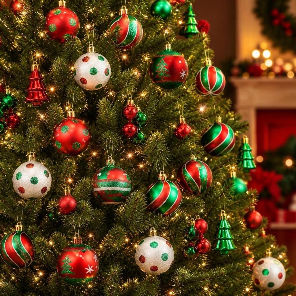 42Pcs/Set Creative Christmas Ball Shiny Xmas Baubles Durable Xmas Ornament Ball  Showcase
