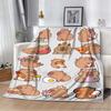 Cartoon Soft Capybara pattern printed Flannel Throw blanket, suitable for sofas, beds,offices, travel, Picnic,warm plush blanket