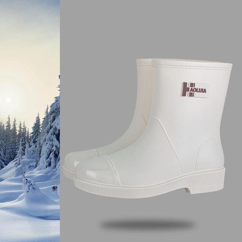 

Женские модные повседневные нескользящие водонепроницаемые резиновые ботинки с коротким голенищем для дождя 41 белый