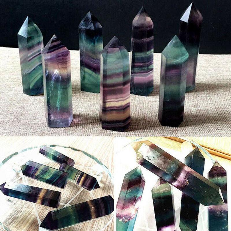 Elegant Natural Fluorite Quartz Crystal Stone Healing Amethyst Hexagonal Wand Point For Wellness And Balance