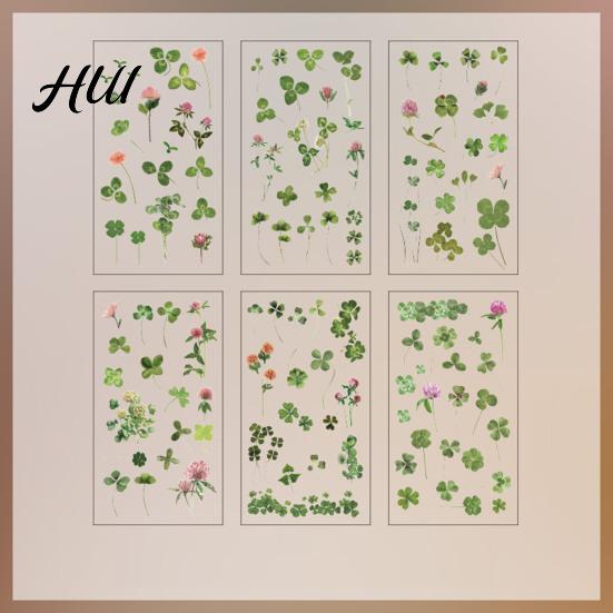 Floral Plant Decals 6 Sheets/Set Natural Flower Scrapbook Stickers, Waterproof PVC Plants Decals, Hand-painted Stickers Transparent Decorative for DIY