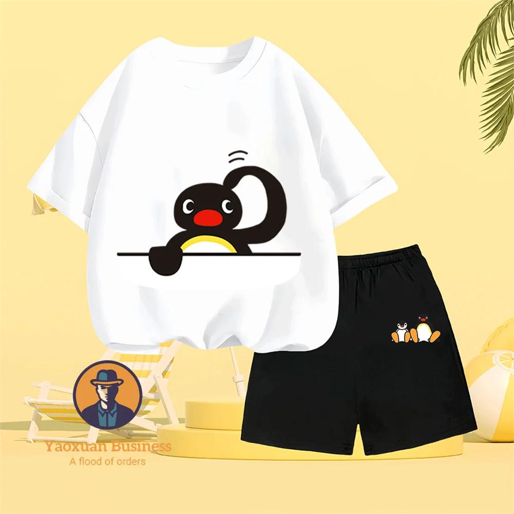 

Summer 2026 PINGU Two-Piece Set Children s Cartoon Print Fashion Hot Sale 160