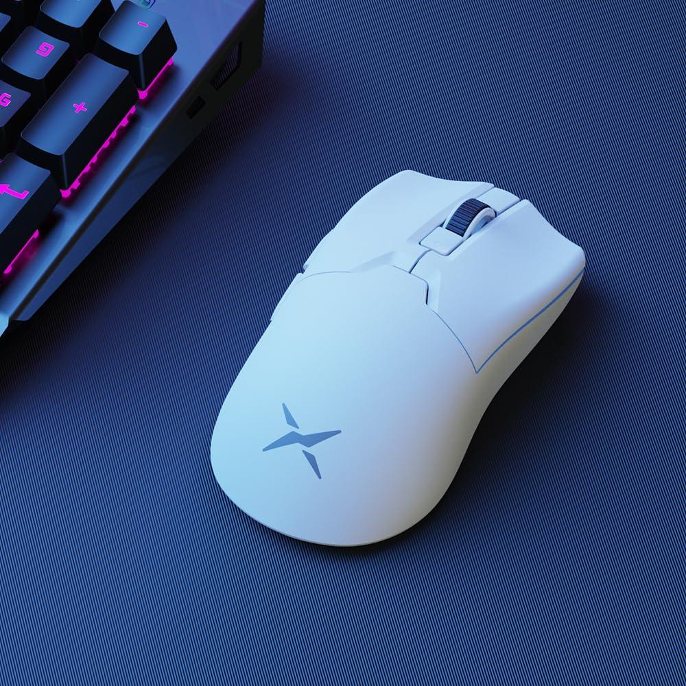 DeLUX M800Ultra Wireless Gaming Lightweight Nordic 52840 1000Hz Polling PAW3395 Sensor Battery Huano Pink Switch Mouse, (55g), MCU, Rate, (26000 DPI),