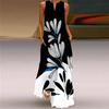 Rochie elegantă de damă, fără mâneci, cu imprimeu fluturi, decolteu în V, tiv larg, maxi, pentru vară
