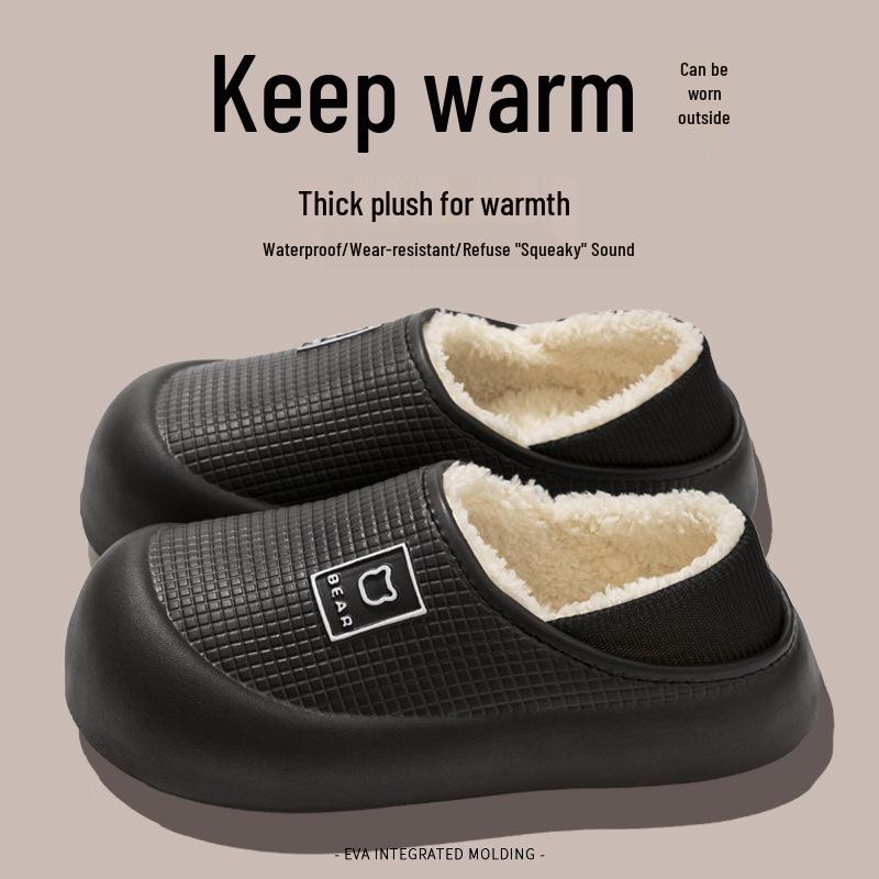 2025 Herbst/Winter Damen Wasserdichte Rutschfeste Indoor/Outdoor Dicke Warme Baumwollpantoffeln mit Fersenüberzug