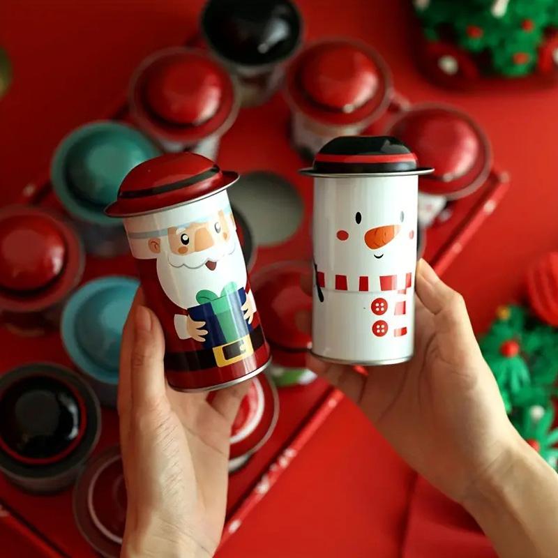 1pc Creative Christmas Candy Storage Box Tin Metal Sealed Jar Packing Box Tinplate Cookie Candy Storage Christmas Party Supplies
