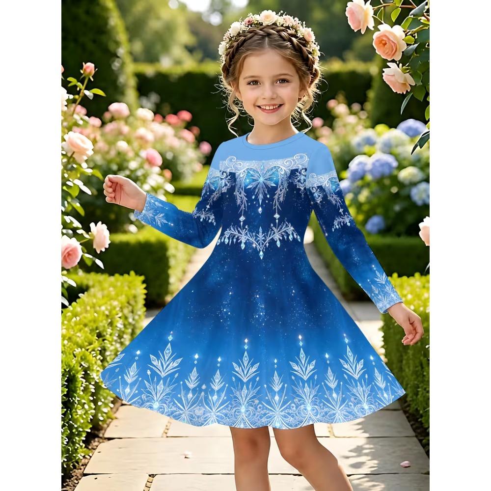 Girls' 3D Pink Gradient Dress Long Sleeve Summer Spring Vacation Daily Holiday Princess Beautiful Sweet Kids 4-12 Years Casual Dress A Line Dress