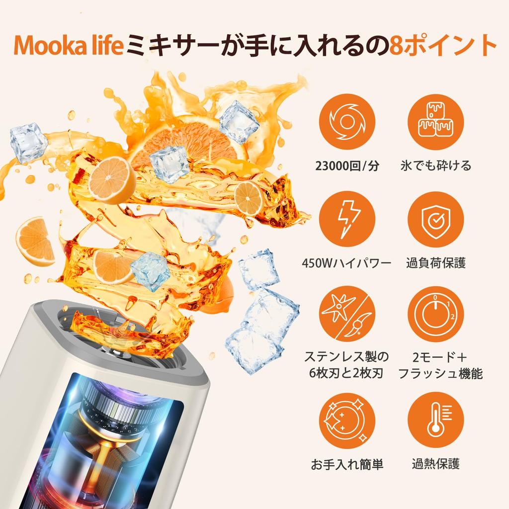 [2023 New Model] Multi-Purpose Juicer, Blender, Smoothie, Three Bottles (500ml x 2 + 300ml), Coffee Grinder, 6-Blade, 450W High Power, High-Speed