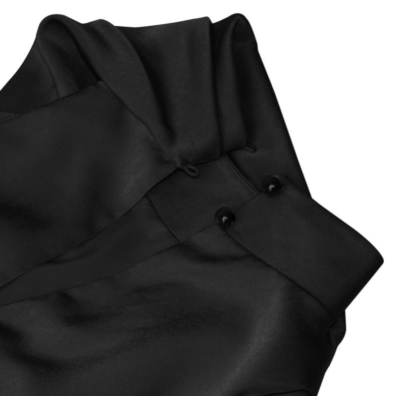 Women's Spring Summer Formal Satin Mini Dress High Neck Sleeveless Knot Waist Cocktail Party Bodycon Dress