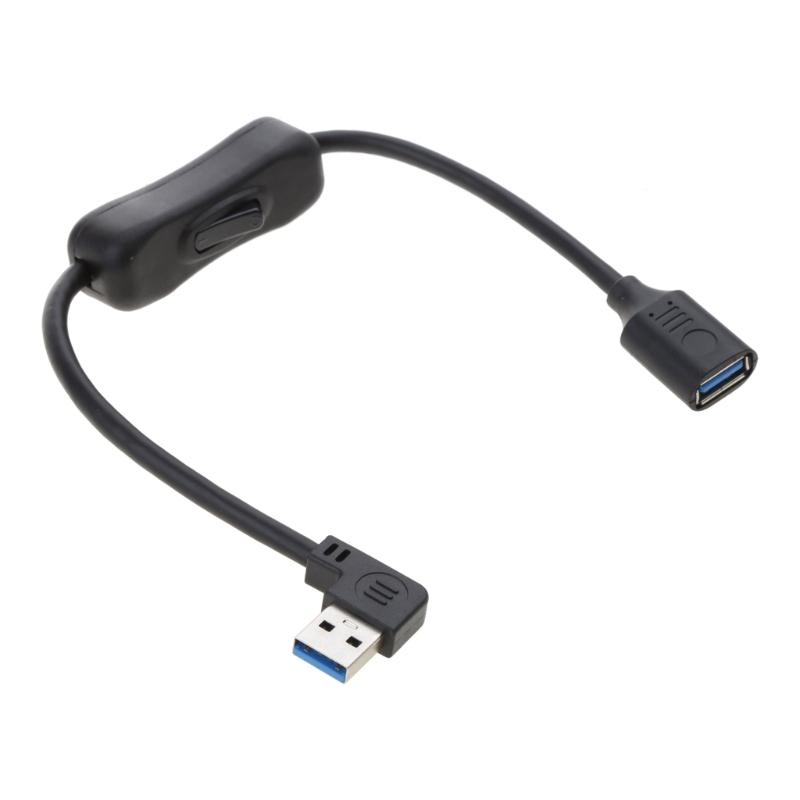 Right Bend USB Extension Cable Support Data Transmission with Switches, Male to Female Extender Cord Data Transfer Line