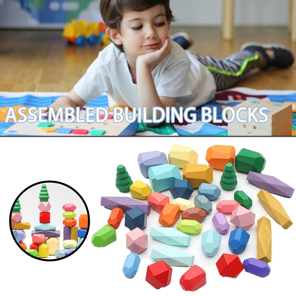 

PDTO 28 шт. деревянные балансирующие каменные камни красочные для малышей дошкольных игрушек