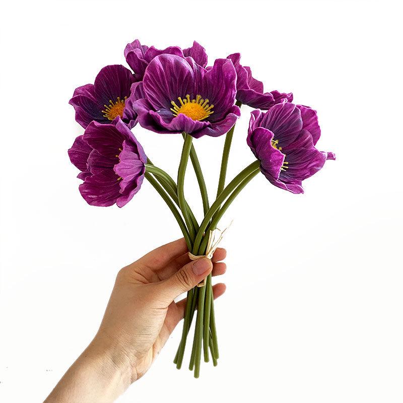 Oriental Poppy Simulation, PU Mini Fake Flower Arrangement for Decor and Photography