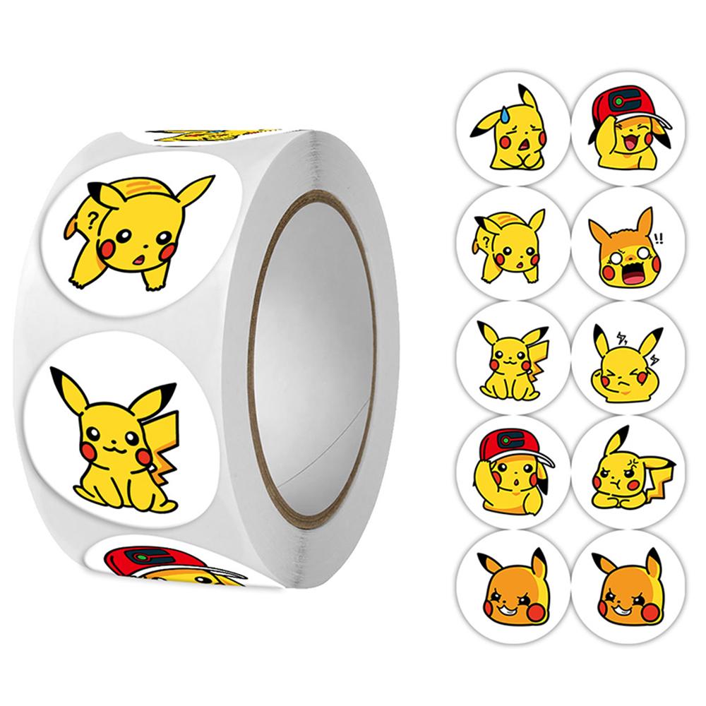 500Pcs Pikachu Anime Sticker Roll Kids Cute Cartoon Reward Encourage Sticker for Sealing Labels Thank You Sticker Toys