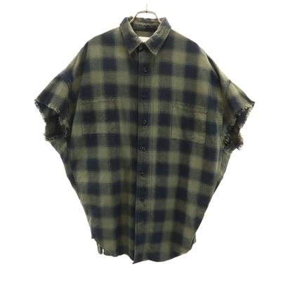Check Pattern Short Sleeve Shirt M Khaki ORIGINAL DENIM 1975 Men's Used