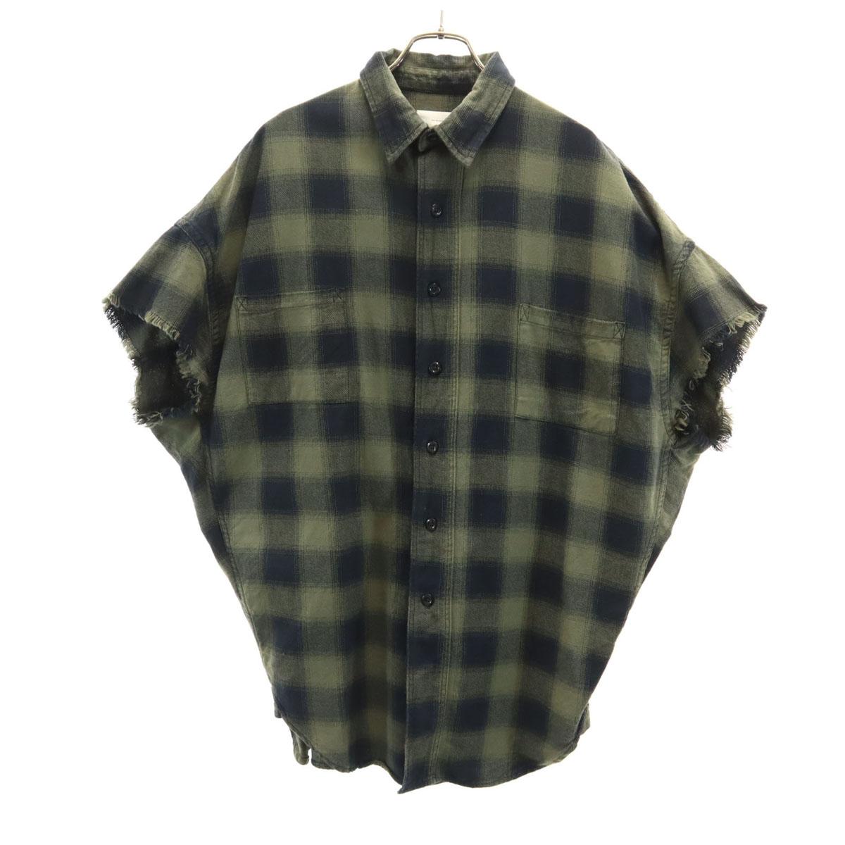 

ZARA Рубашка с коротким рукавом в клетку M хаки ОРИГИНАЛЬНЫЙ ДЕНИМ 1975 Мужская Б/У