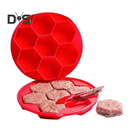 1/2 stk Silikon Hamburger Patty Maker Fryserbeholder non-stick burgerpresseform for pølsebiff sekskantet form BPA-fri grilltilbehør for