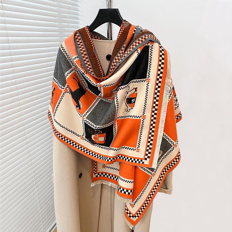 Ladies Popular Carriage Imitation Cashmere Thermal Scarf Fashionable And Sweet Air Conditioner Shawl