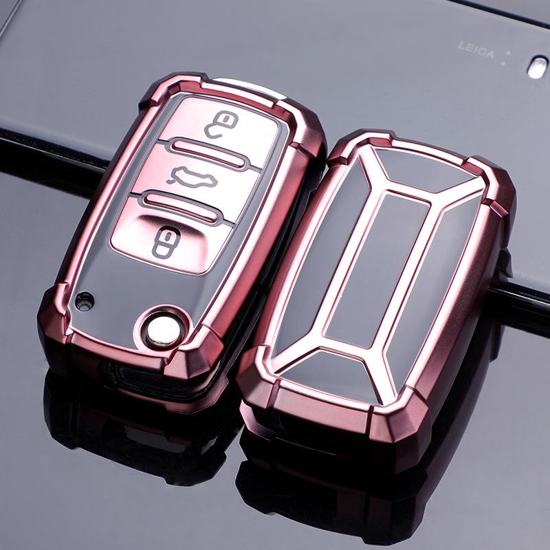 Volkswagen Key Fob Cover: Fits Lavida, Bora, POLO, Jetta, Santana, Sagitar, Tiguan - Mecha Style Key Shell with Buckle.