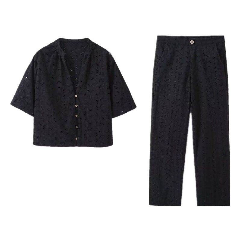 Fashion Style 2024 Summer New Arrival Women's Clothing Easiest for Match Cropped Embroidery Short Shirt Mid Waist Pants 3347455