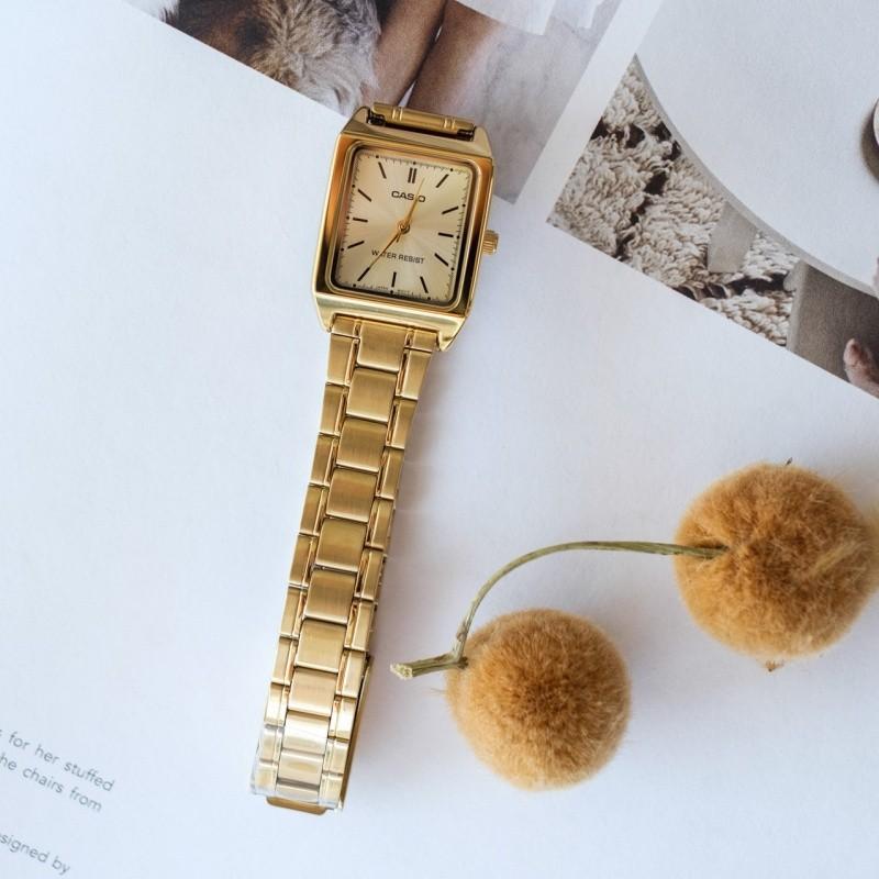 Casio Dress Series Business Minimalist Elegant Quartz Movement Stainless Steel Strap Watch Women Watches White LTP-V007G-9E
