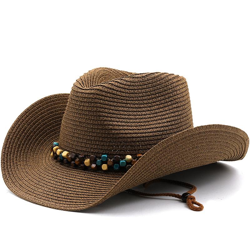 Horseback riding cowboy straw hat men and women outdoor travel fishing visor big edge curled beach hat western cowboy hat