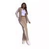 Women's Autumn/Winter Casual Lapel Suit with Wide-Leg Pants - European & American Style Two-Piece Set