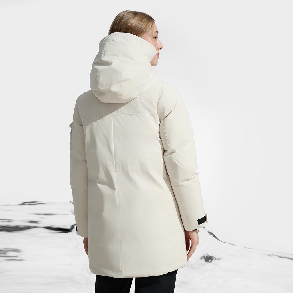 Fila Explorer Basic Mid-Length Hooded Down Jacket Women Outerwear Gray Beige A11W447916F-BG