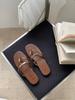 Flip-Flops Women'S Summer Metal Lock Flat Bottom Toe Fashionable Versatile Flip-Flops Women'S Shoes