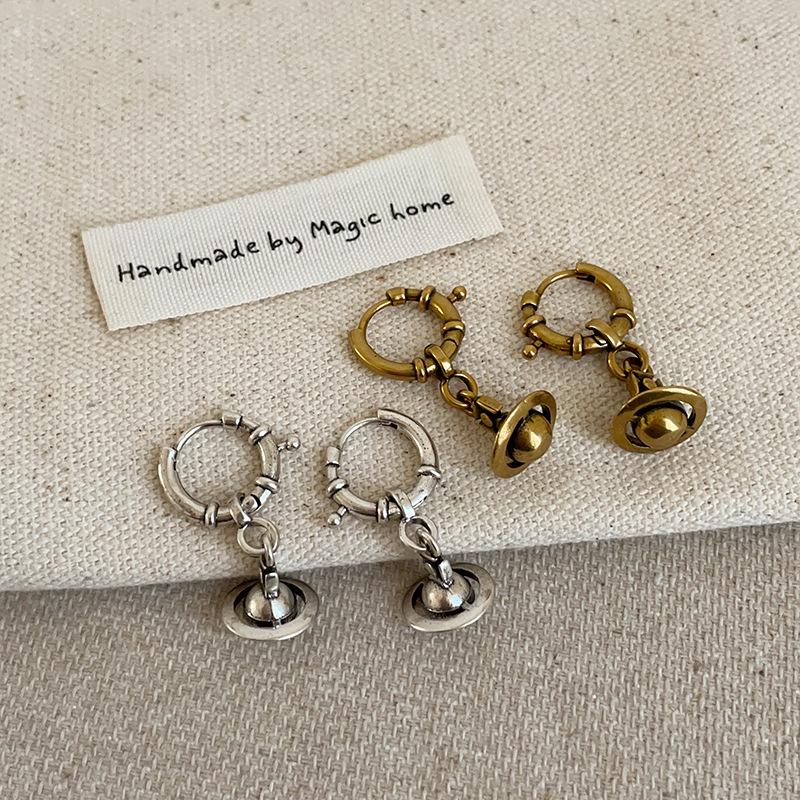 Distressed Planet Metal Ear Cuffs: Women's High-End Retro Fashion Earrings