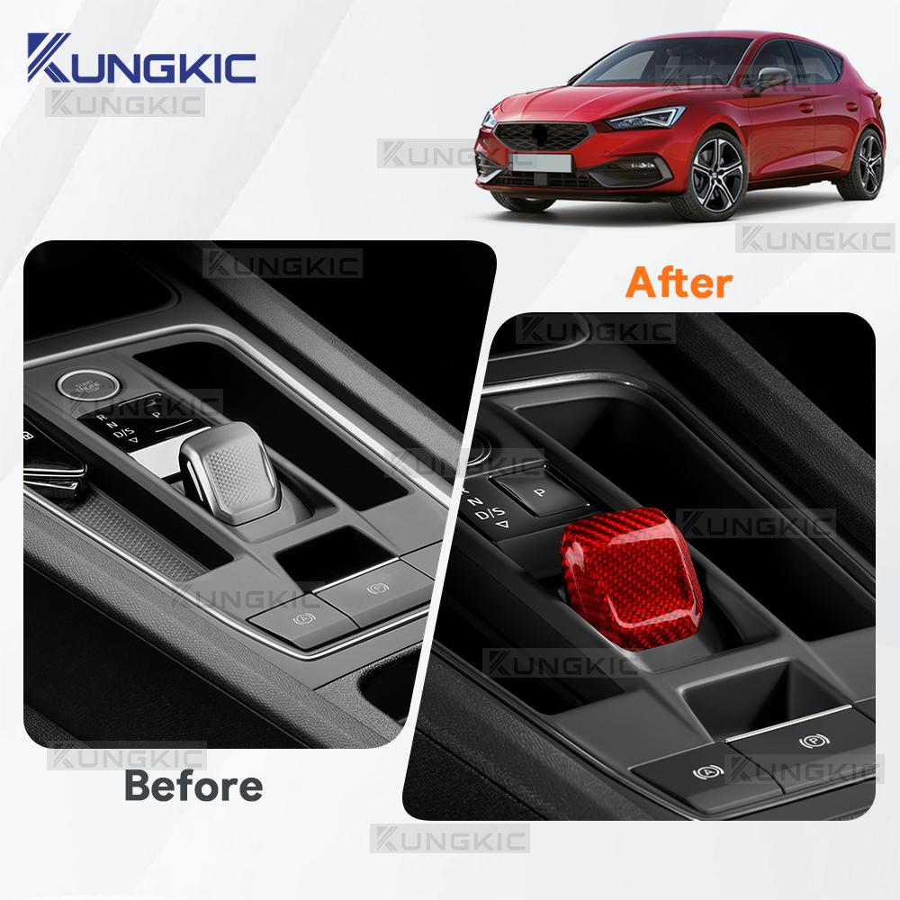 Real Dry Carbon Fiber For Seat Leon MK4 Cupra Leon Cupra Formentor 2020 2025 2025 2025 2025 2025 LHD RHD Gear Shift Konb Head