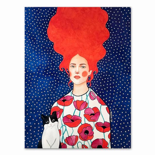 Abstrakte Mädchen Haar Blume Vogel Wand Kunst Leinwand Malerei Nordic Poster Und Drucke Vintage Wand Bilder Für Wohnzimmer Dekor kein Rahmen