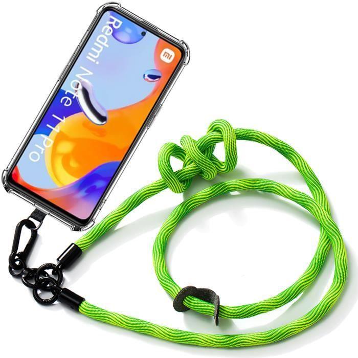 Protective Case - E.F.CONNECTION - For Xiaomi Redmi Note 11 Pro - Shockproof - Removable Lanyard - Transparent Green