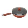 Non Stick Pan with Lid Coated Stir Fry Pan Multifunction Home Cooking Cookware Iron Composite Wood