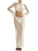 Women's Crochet Swimsuit Cover Up Set Two Piece Hollow Out Beach Swimwear